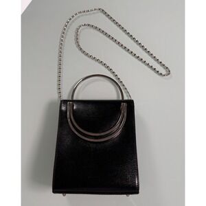 Cleo & Patek Evening leather Structured Bag Metal handles Chain Shoulder Strap